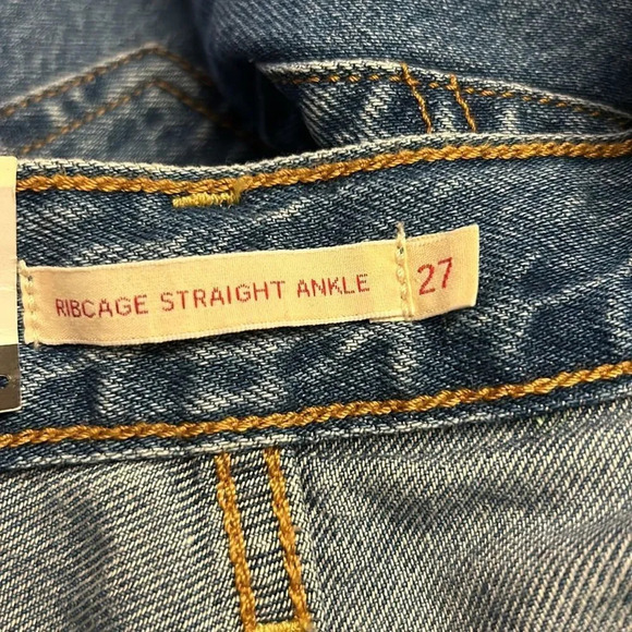 Levi’s Ribcage Straight Ankle Jeans High Wash Distressed Size 27x27 NWT - Picture 10 of 13